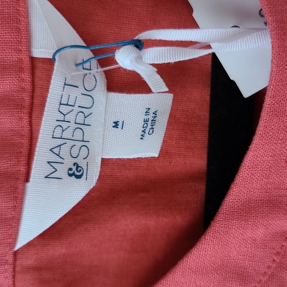Market & Spruce Coral Linen Spring Dress Sz. S - Picture 5 of 9